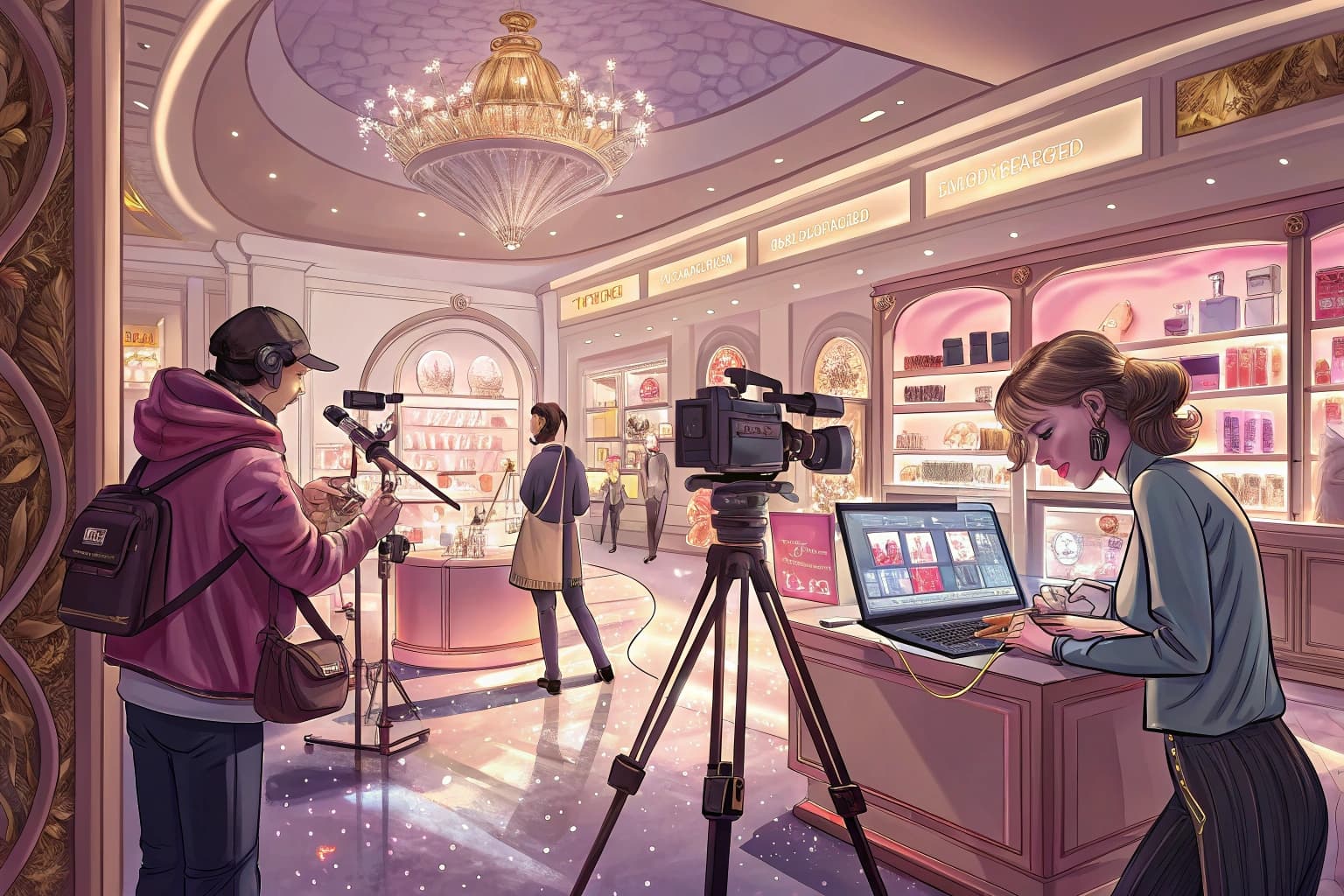 Content creation team producing digital media and video content at Dokapexon studio